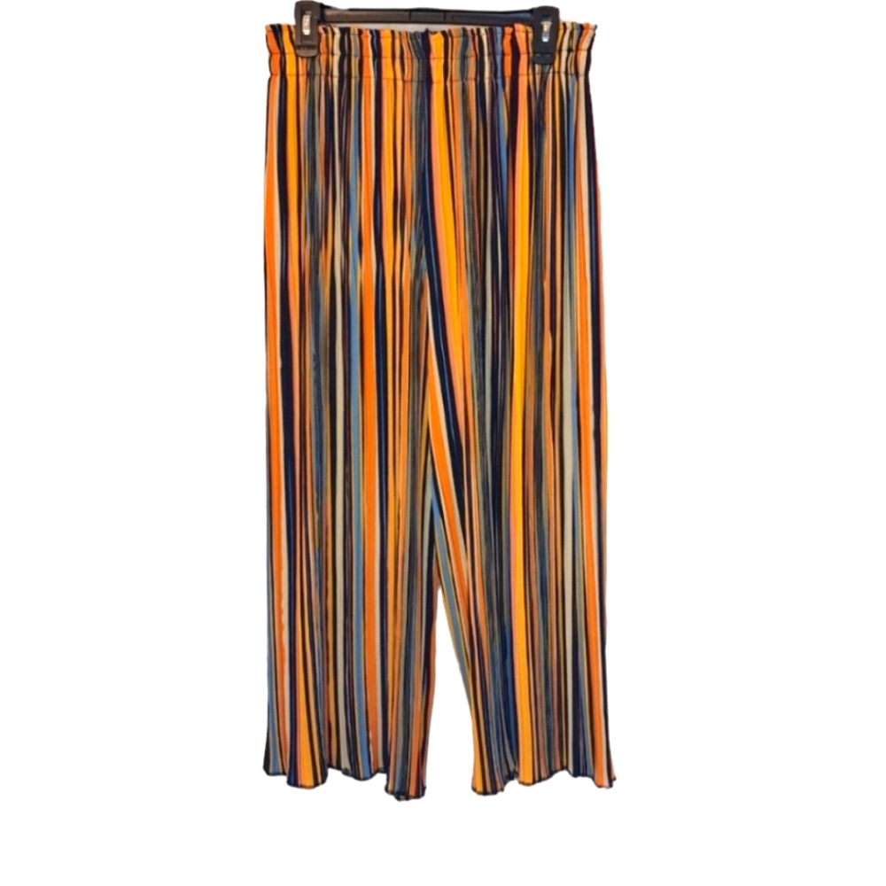 RD & Koko Anthropologie Pull-On Wide Leg Cropped Striped Palazzo Pants Medium